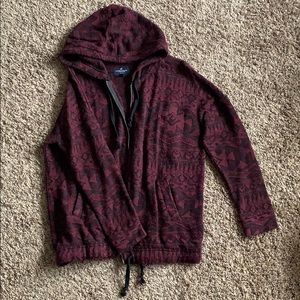 Maroon and black jacket-sweater mix